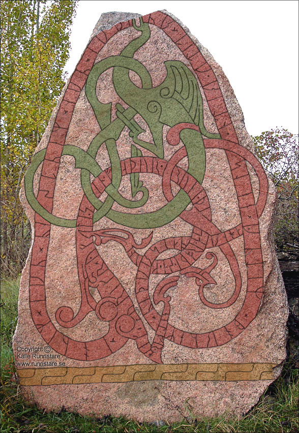Big photo on runestone U 887, Copyright: Kalle Runristare, www.runristare.se